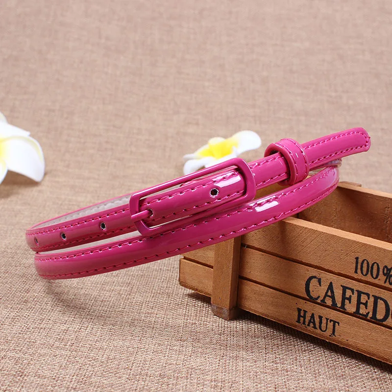 Fashion Thin Belt for Dress Sweater Jean Fashion Candy Colors Simplicity Solid Color PU Patent Leather Waistband Belts for Women