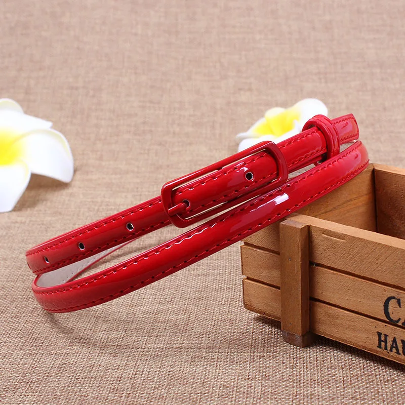 Fashion Thin Belt for Dress Sweater Jean Fashion Candy Colors Simplicity Solid Color PU Patent Leather Waistband Belts for Women