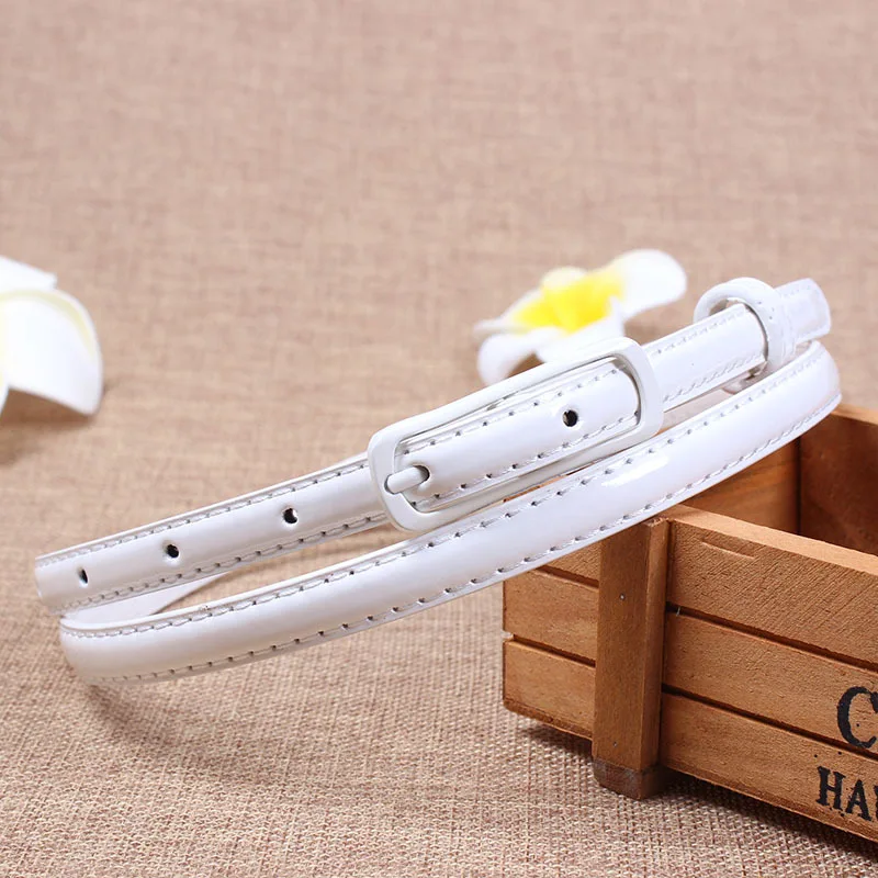 Fashion Thin Belt for Dress Sweater Jean Fashion Candy Colors Simplicity Solid Color PU Patent Leather Waistband Belts for Women