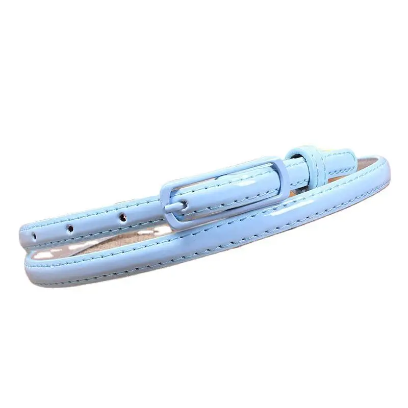 Fashion Thin Belt for Dress Sweater Jean Fashion Candy Colors Simplicity Solid Color PU Patent Leather Waistband Belts for Women