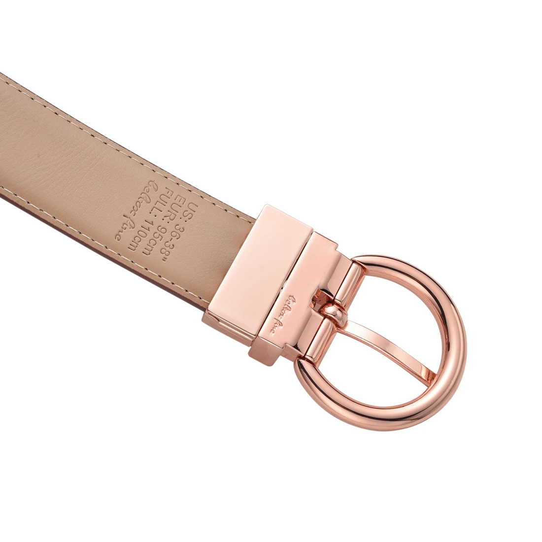 Women‘s Reversible Leather Belt Waist Strap Jeans Dress with Rose Gold And Black Rotate Buckle
