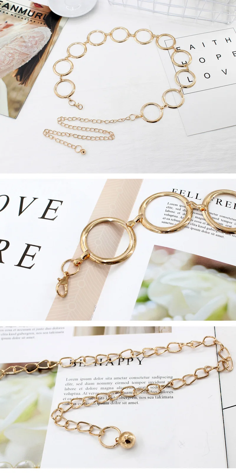 Fashion Circle Metal Chain Belt Women Gold Silver Round Alloy Belt With Long Tassel Female Waistband For Dress