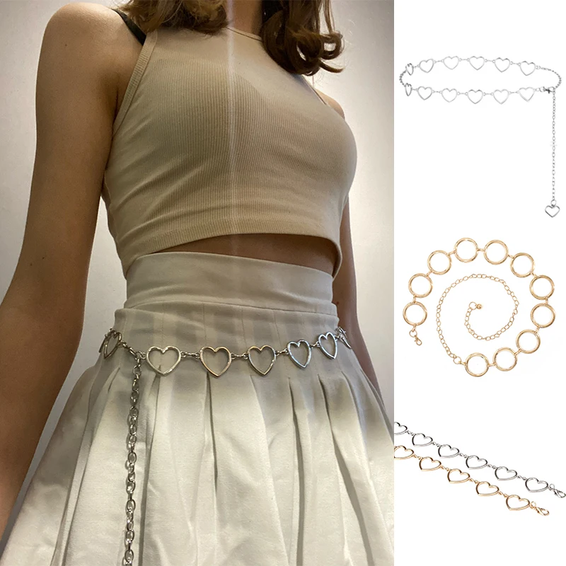 Fashion Circle Metal Chain Belt Women Gold Silver Round Alloy Belt With Long Tassel Female Waistband For Dress