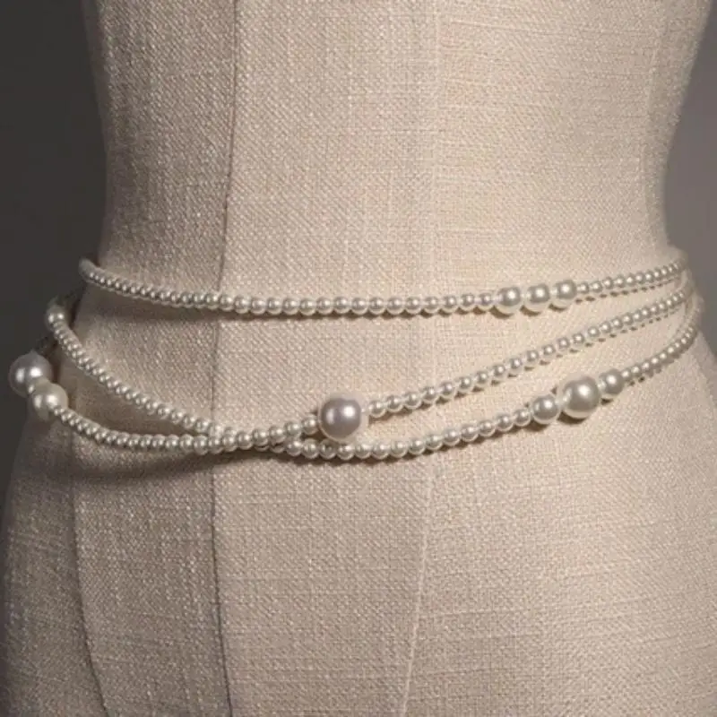 Fashion Imitation Pearl Waist Chain Women With Dress Sub Sweater Multi-layer Pearl Waist Chain Women's Simple Body Chain