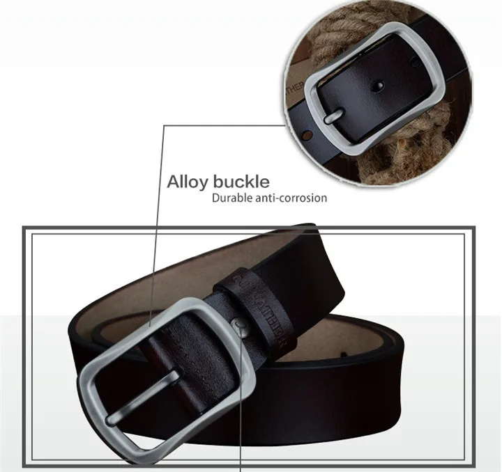 COWATHER fashion cow genuine leather 2021 new men fashion vintage style male belts for men pin buckle 100-150cm waist size 30-52