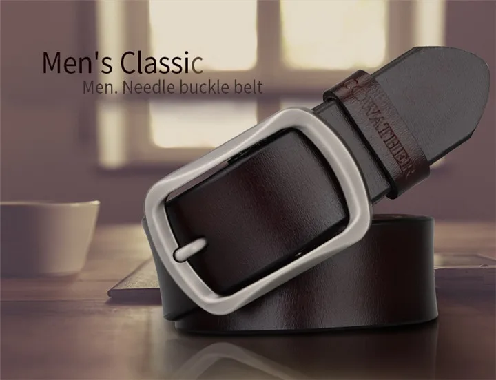 COWATHER fashion cow genuine leather 2021 new men fashion vintage style male belts for men pin buckle 100-150cm waist size 30-52