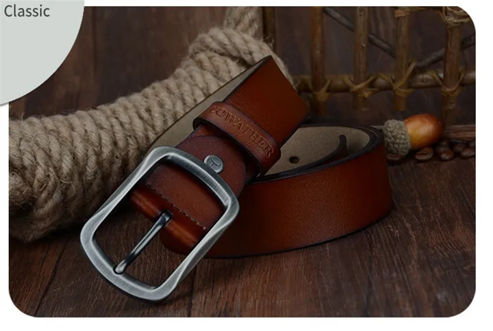 COWATHER fashion cow genuine leather 2021 new men fashion vintage style male belts for men pin buckle 100-150cm waist size 30-52