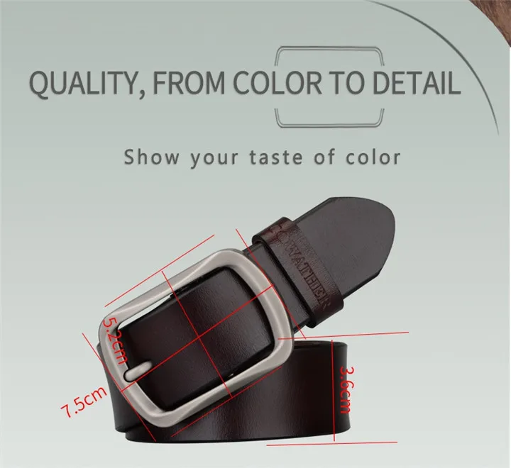 COWATHER fashion cow genuine leather 2021 new men fashion vintage style male belts for men pin buckle 100-150cm waist size 30-52