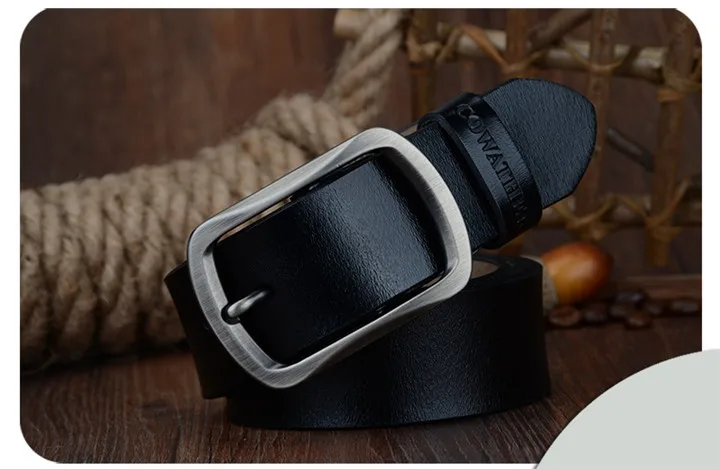 COWATHER fashion cow genuine leather 2021 new men fashion vintage style male belts for men pin buckle 100-150cm waist size 30-52