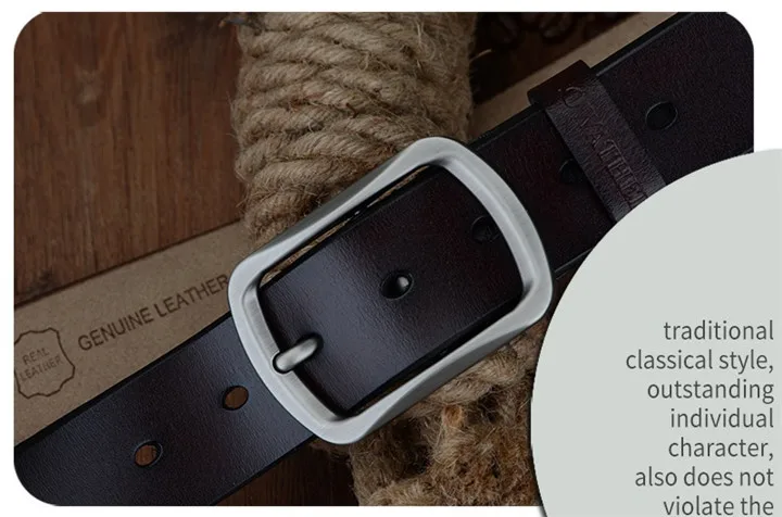 COWATHER fashion cow genuine leather 2021 new men fashion vintage style male belts for men pin buckle 100-150cm waist size 30-52