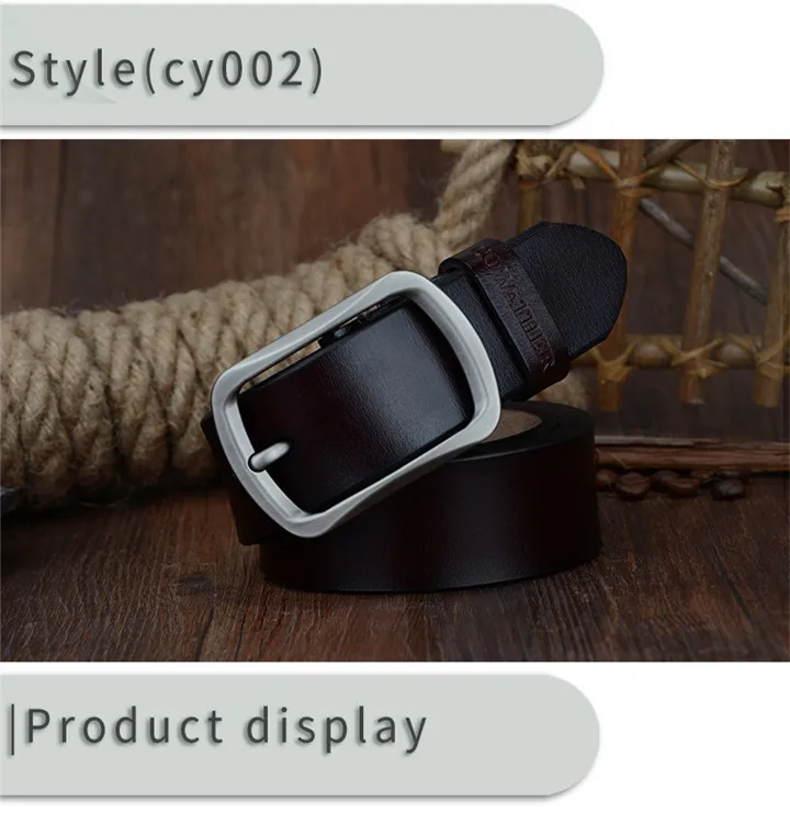 COWATHER fashion cow genuine leather 2021 new men fashion vintage style male belts for men pin buckle 100-150cm waist size 30-52