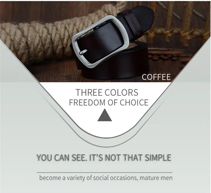 COWATHER fashion cow genuine leather 2021 new men fashion vintage style male belts for men pin buckle 100-150cm waist size 30-52