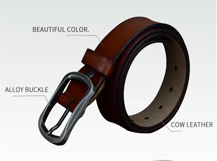 COWATHER fashion cow genuine leather 2021 new men fashion vintage style male belts for men pin buckle 100-150cm waist size 30-52