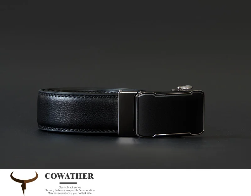 COWATHER Cow Genuine Leather Belt Top Quality Alloy Buckle Men Belts Automatic Buckle Cowhide Male Strap Black Brown Straps