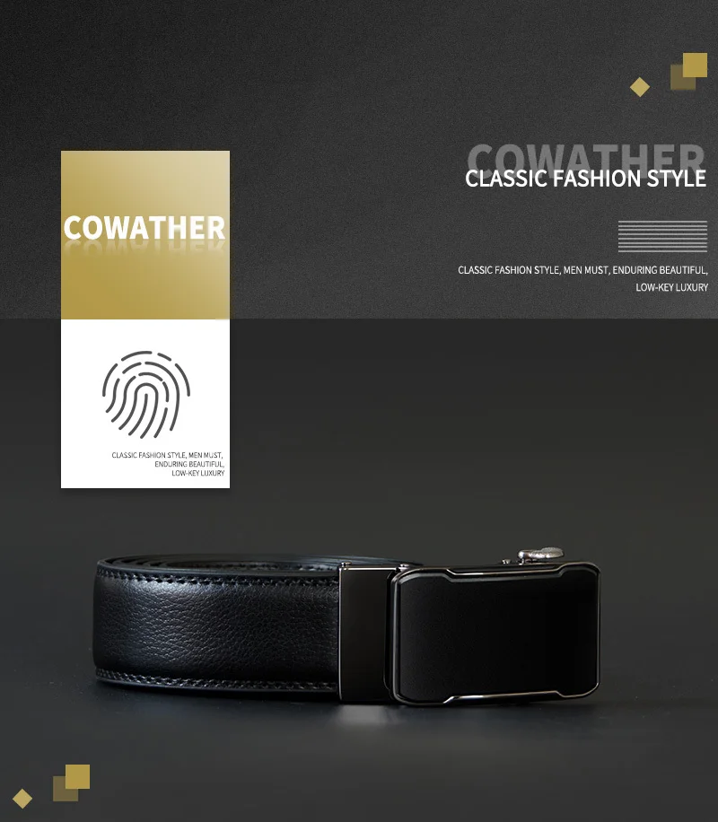 COWATHER Cow Genuine Leather Belt Top Quality Alloy Buckle Men Belts Automatic Buckle Cowhide Male Strap Black Brown Straps