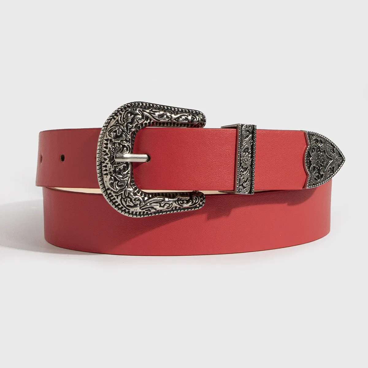 2.8x102cm Y2K Women's PU Leather Belt Vintage Carved Needle Buckle Men's Belt Punk Hip Hop Rock Style Jeans Waistband