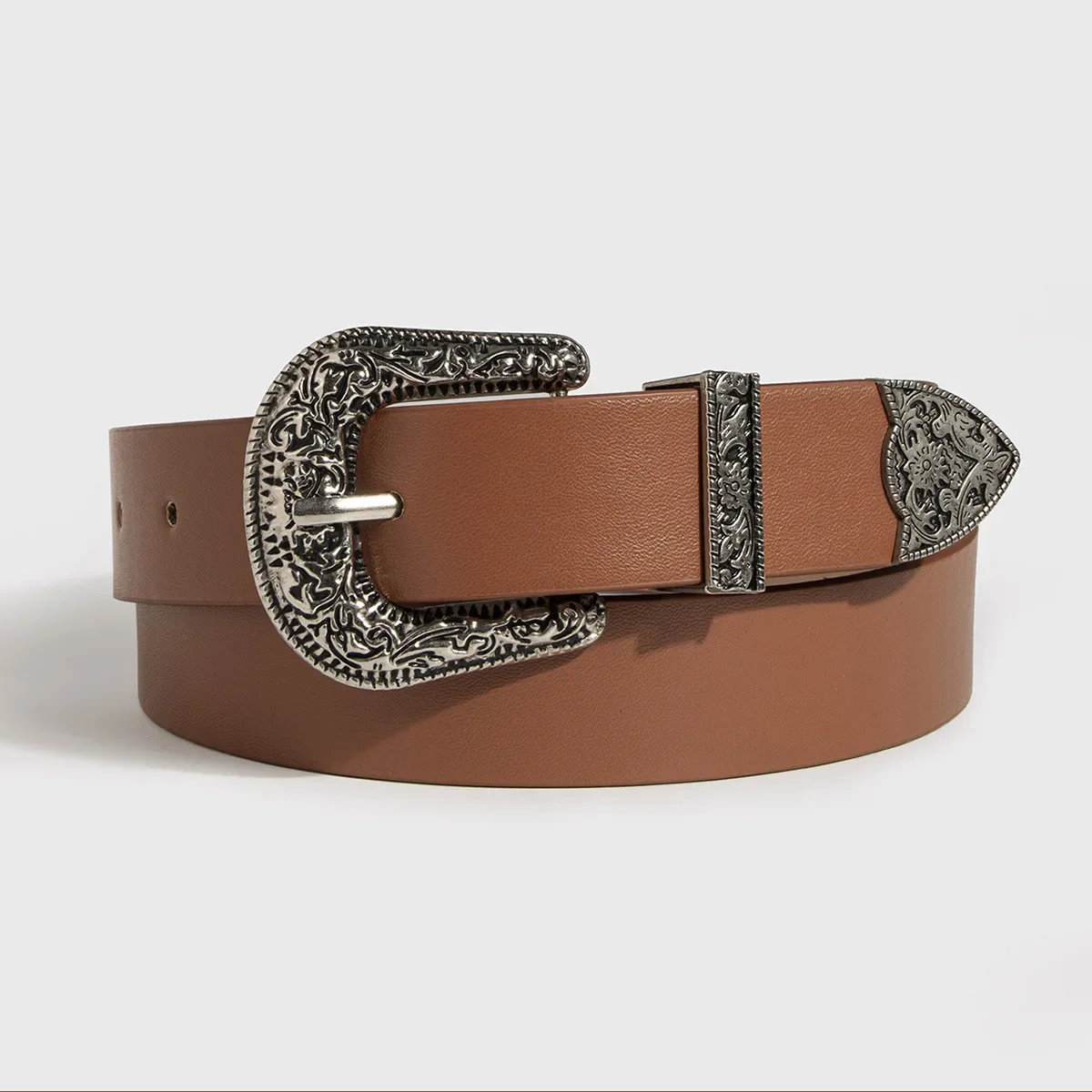 2.8x102cm Y2K Women's PU Leather Belt Vintage Carved Needle Buckle Men's Belt Punk Hip Hop Rock Style Jeans Waistband