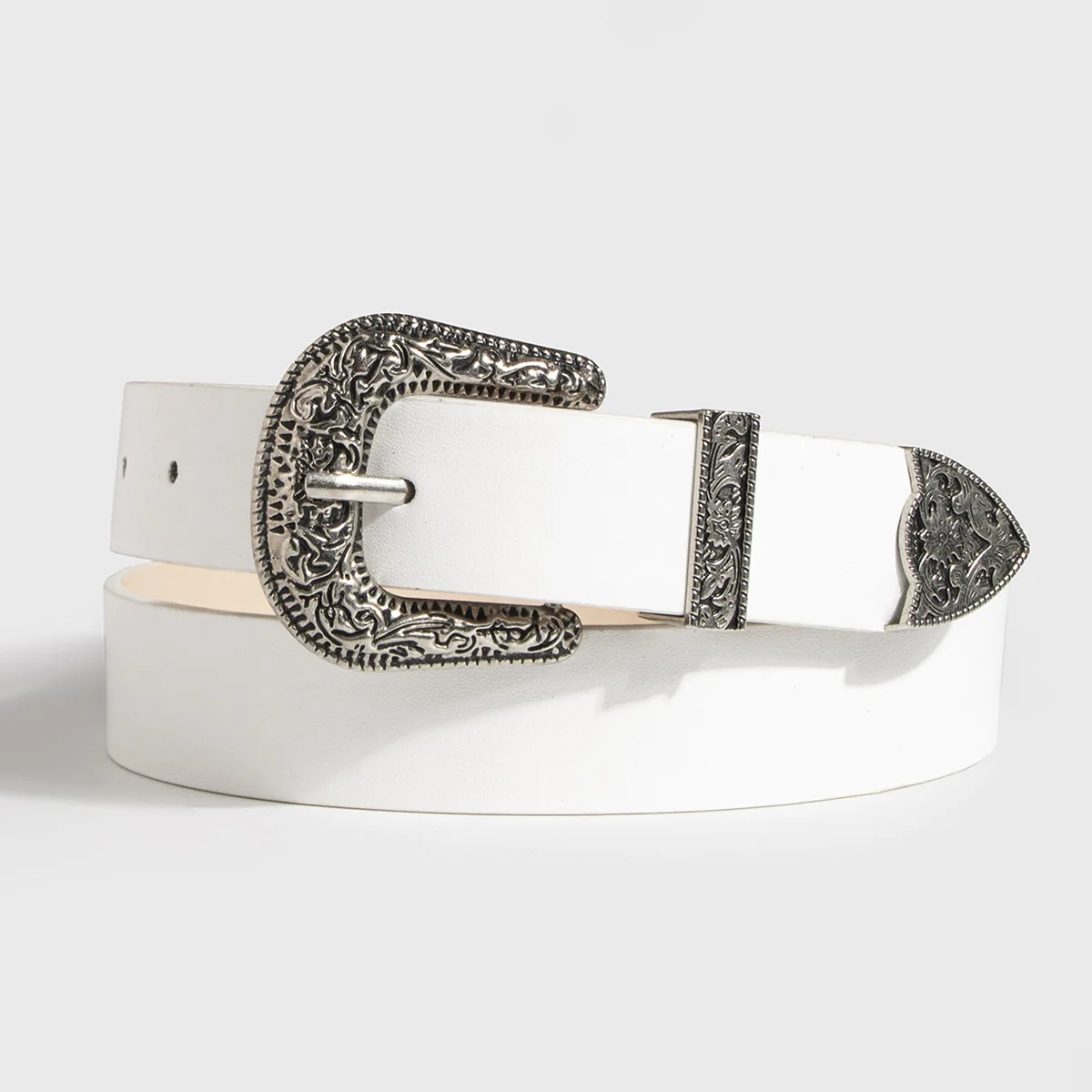 2.8x102cm Y2K Women's PU Leather Belt Vintage Carved Needle Buckle Men's Belt Punk Hip Hop Rock Style Jeans Waistband