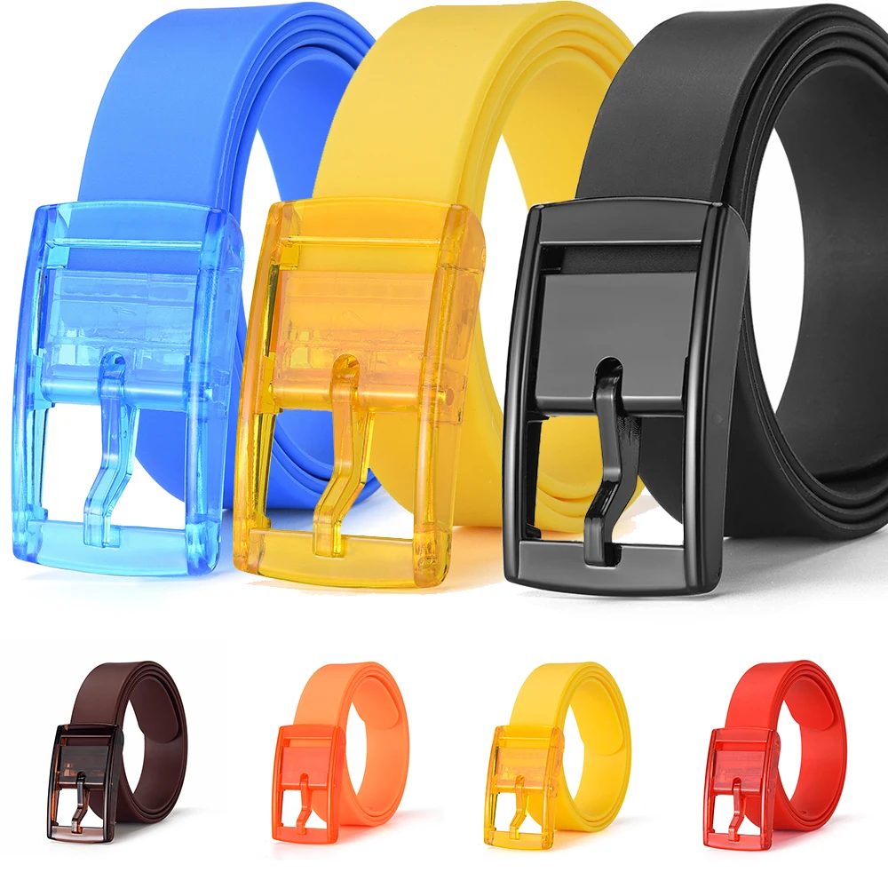 Universal Colored Silicone Candy Color Square Pin Buckle Belt Fashion Match Casual Pants Belt Trendy Women's Banquet Gifts