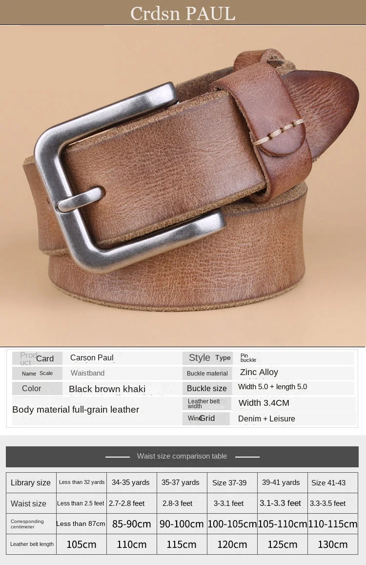 2026 High Quality Belt Men's Genuine Leather Top Layer Pure Leather Pin Buckle Jeans Fashion Belts for Men Luxury Designer Brand