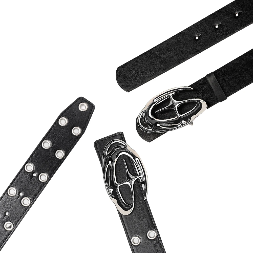Men's Belt Punk Alien Buckle Belt Vintage Gothic Y2K Belt Men or Women Street Punk PU Leather Designer Waistband Pair with Jeans