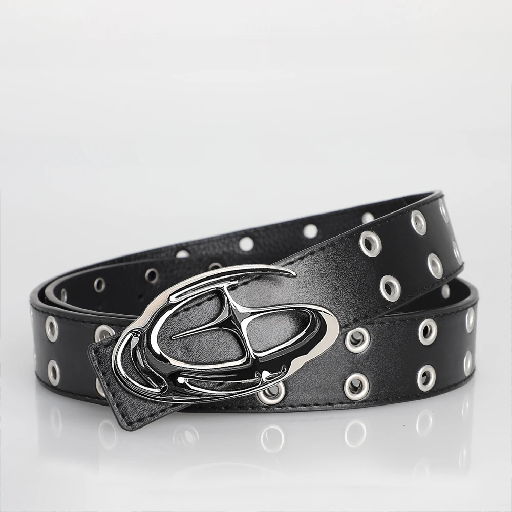 Men's Belt Punk Alien Buckle Belt Vintage Gothic Y2K Belt Men or Women Street Punk PU Leather Designer Waistband Pair with Jeans