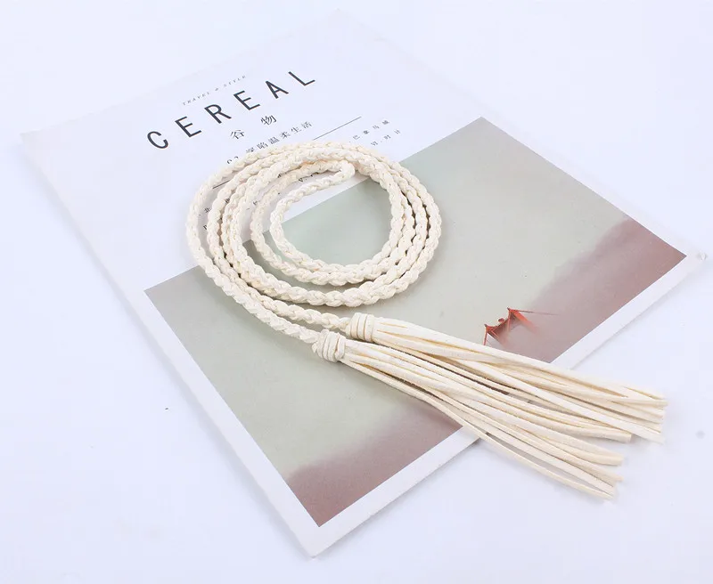 Fashion Women Waist Tassel Braided Twist Weaving Belt Knitted Decorated Rope for Dresses Shirt