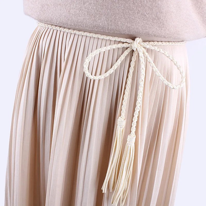 Fashion Women Waist Tassel Braided Twist Weaving Belt Knitted Decorated Rope for Dresses Shirt