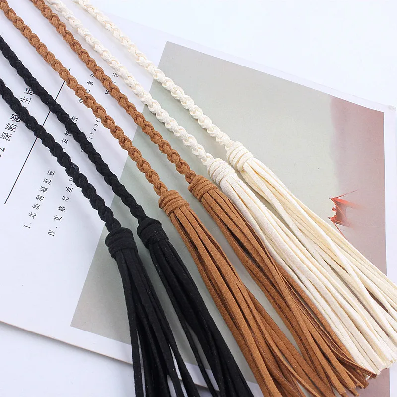 Fashion Women Waist Tassel Braided Twist Weaving Belt Knitted Decorated Rope for Dresses Shirt