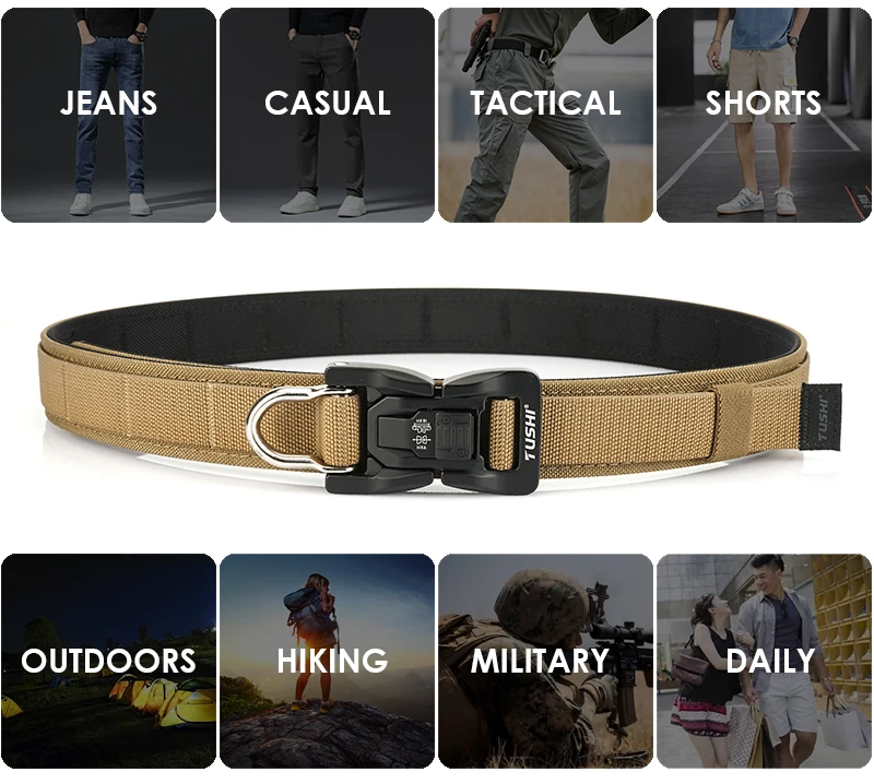 VATLTY New Men's Trousers Girdle Metal Buckle Quick Release Heavy Duty Military Tactical Belt Tight Stiff Casual Belt for Male