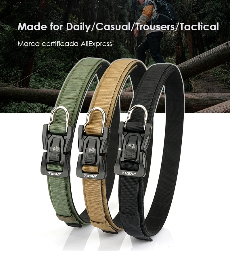 VATLTY New Men's Trousers Girdle Metal Buckle Quick Release Heavy Duty Military Tactical Belt Tight Stiff Casual Belt for Male