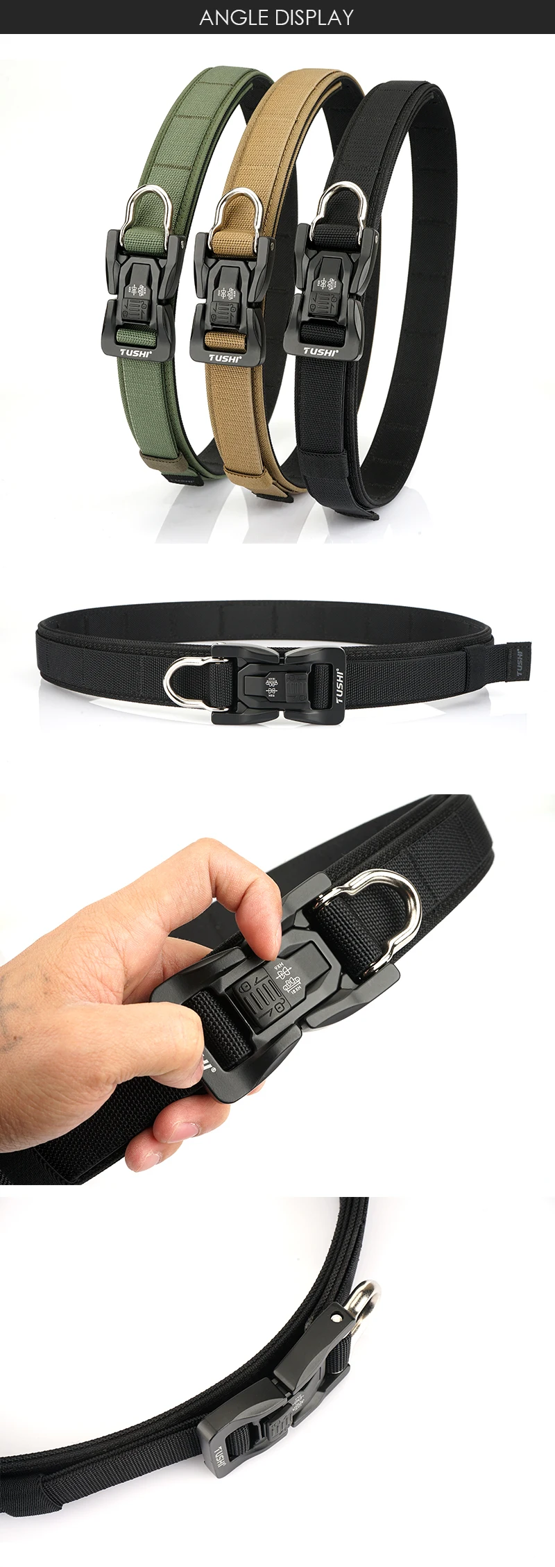 VATLTY New Men's Trousers Girdle Metal Buckle Quick Release Heavy Duty Military Tactical Belt Tight Stiff Casual Belt for Male