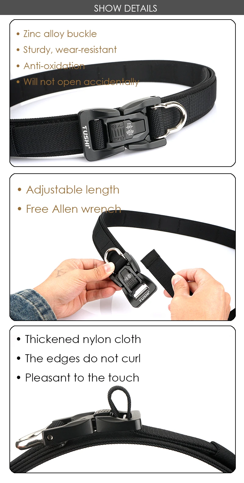 VATLTY New Men's Trousers Girdle Metal Buckle Quick Release Heavy Duty Military Tactical Belt Tight Stiff Casual Belt for Male