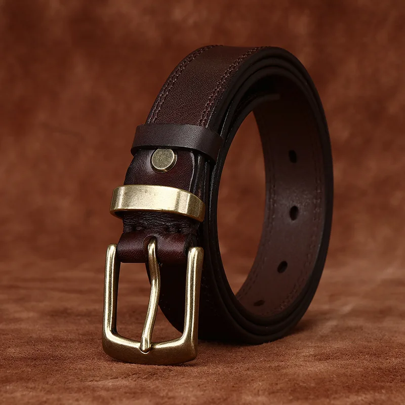 2.8CM Ladies Pure Cowhide High Quality Genuine Leather Belts for Women Needle Buckle Jeans Cowboy Waist Belt Luxury Designer
