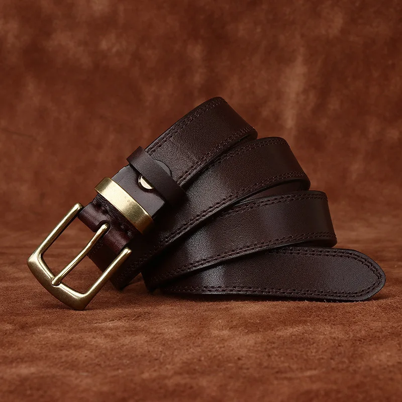 2.8CM Ladies Pure Cowhide High Quality Genuine Leather Belts for Women Needle Buckle Jeans Cowboy Waist Belt Luxury Designer