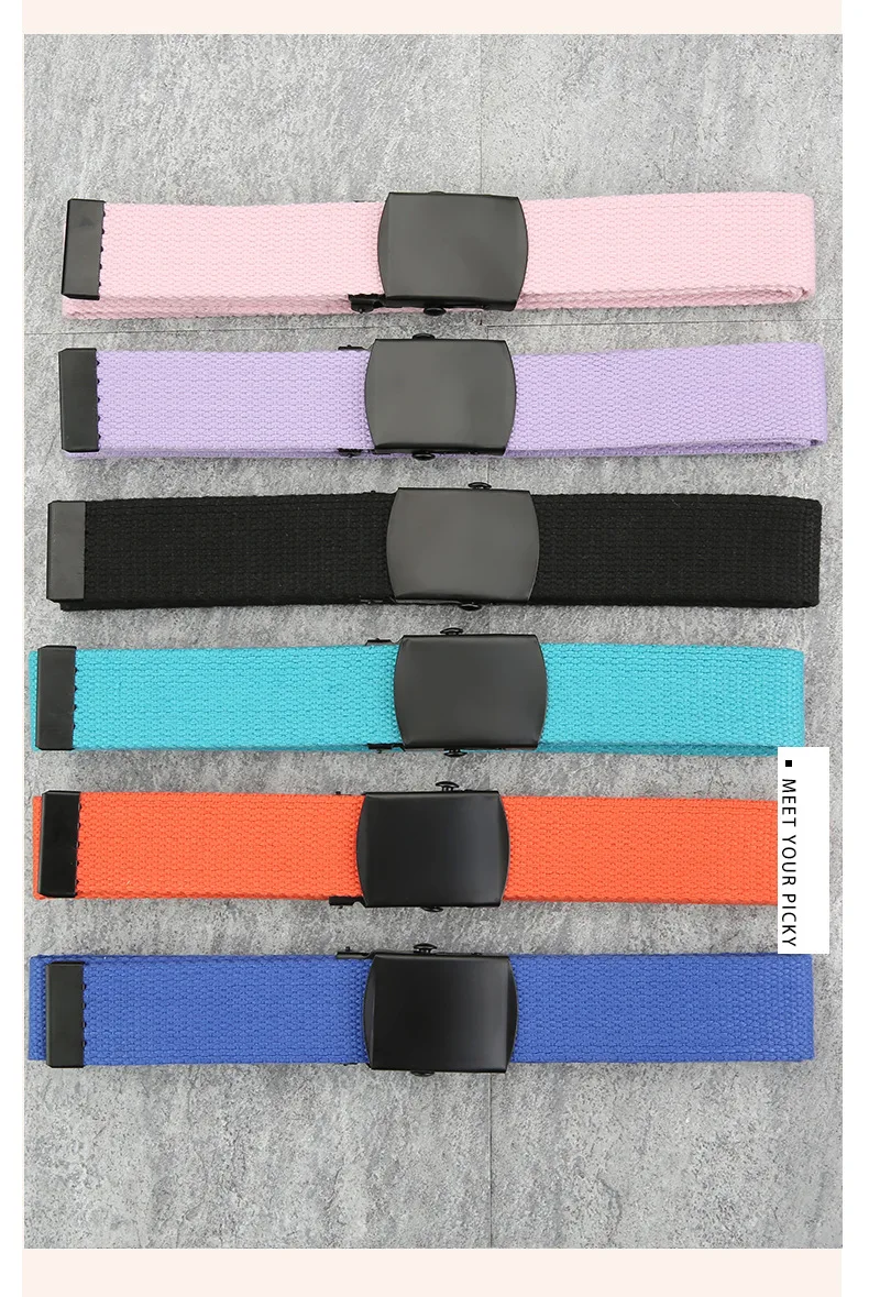 New Unisex Automatic Buckle Fashion Nylon Belt Classic Popular Casual Light Practical Woven Smooth Women Men Canvas Belt 3.8cm