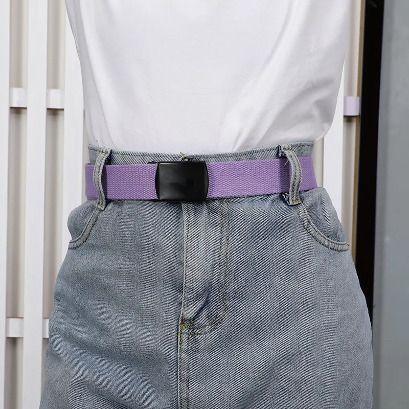 New Unisex Automatic Buckle Fashion Nylon Belt Classic Popular Casual Light Practical Woven Smooth Women Men Canvas Belt 3.8cm