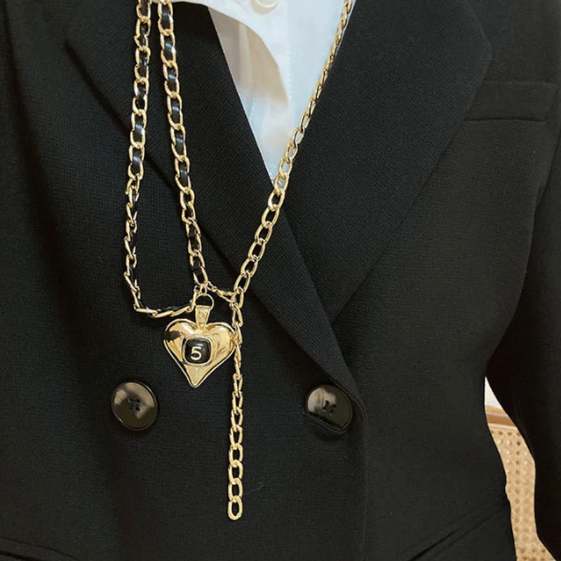 Fashion Metal Waist Chains Women Thin Belts Double Layer Love Tassel Pendants Waistband Dress Clothes Decorative Girdles Straps