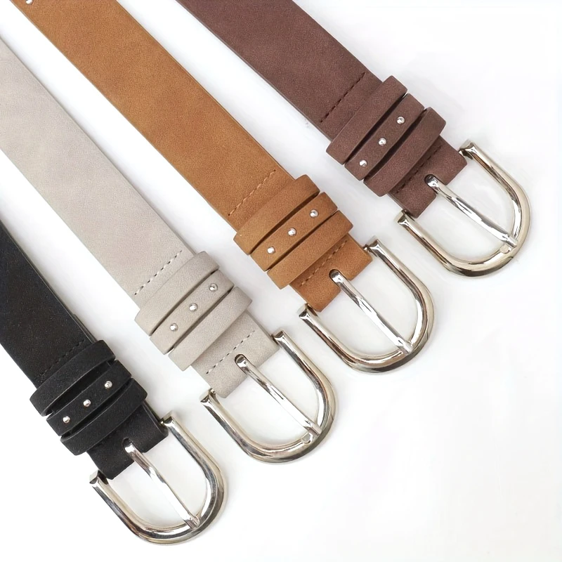 1pcs Women's Belt Retro Suede Rivet Belt Fashion Silvery Needle Buckle Belt Y2K Belts, Paired With Skirts, Jeans-For Ideal Gifts