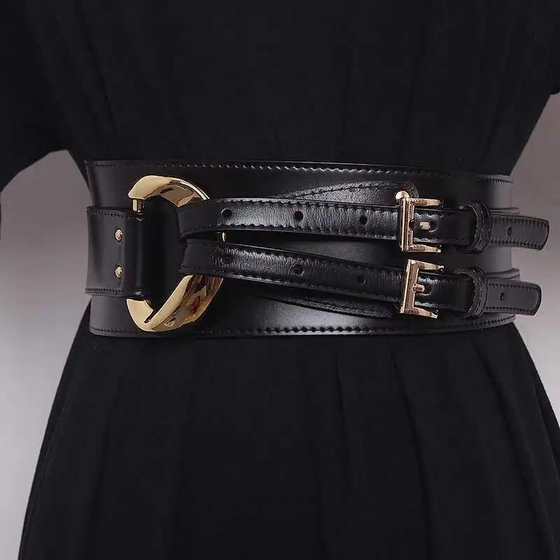 LANMREM Fashion PU Leather Belt Irregular Cowhide Waist Women's Decorative Suit Dress Sweater Waist Belts 2025 New 2DB1870