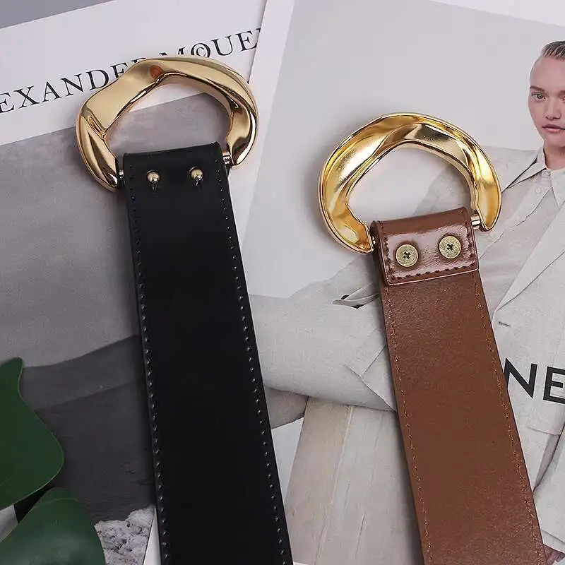 LANMREM Fashion PU Leather Belt Irregular Cowhide Waist Women's Decorative Suit Dress Sweater Waist Belts 2025 New 2DB1870