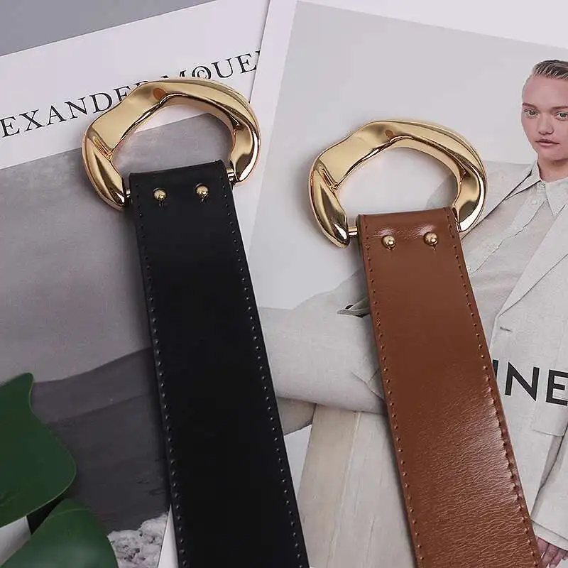 LANMREM Fashion PU Leather Belt Irregular Cowhide Waist Women's Decorative Suit Dress Sweater Waist Belts 2025 New 2DB1870