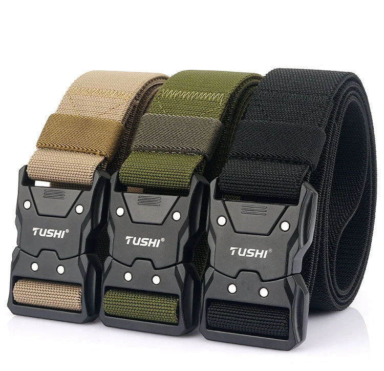 MEDYLA Official Genuine Tactical Belt Metal Buckle Quick Release Elastic Belt Casual Tooling Training Belt Men's Trousers Belt