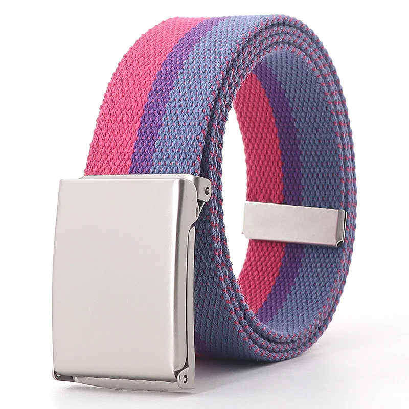Fashion New Unisex Trousers Belts Canvas Belt Metal Buckle Men Women Boys Jeans Belts Candy Colors Top Quality Luxury Belts