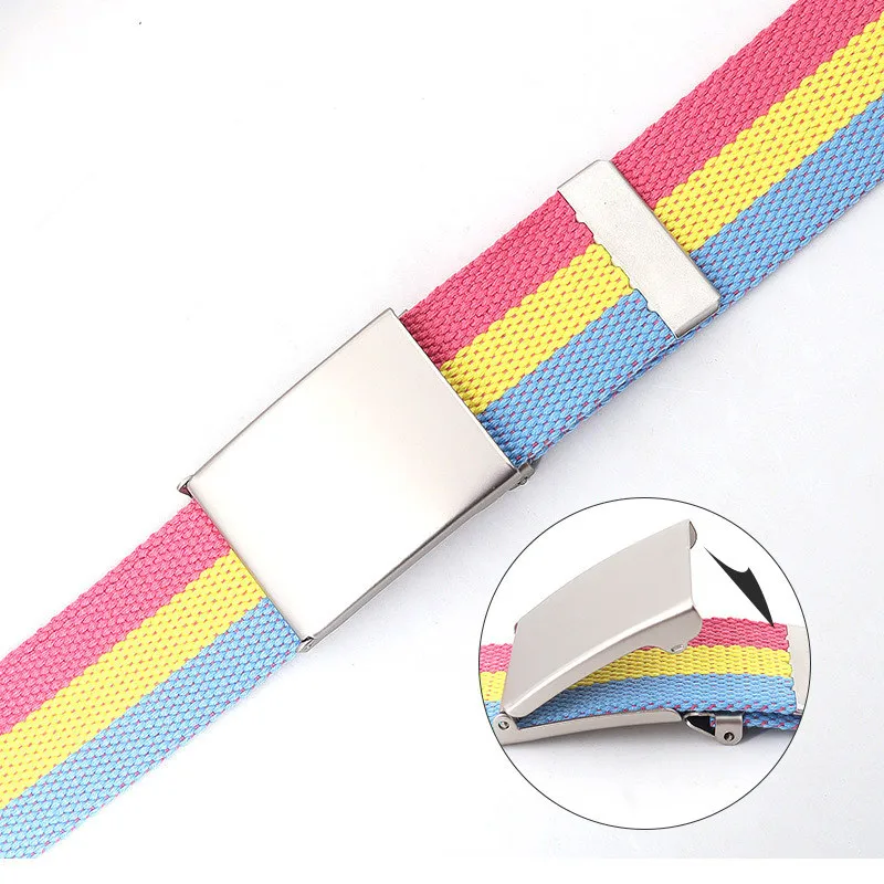 Fashion New Unisex Trousers Belts Canvas Belt Metal Buckle Men Women Boys Jeans Belts Candy Colors Top Quality Luxury Belts