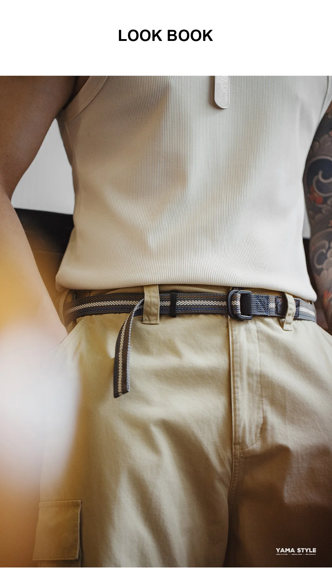 MADEN Woven Nylon Web Belt Men American Vintage No Holes Automatic Buckle Canvas-feel Thin Casual Outdoor Adjustable Waist Belt