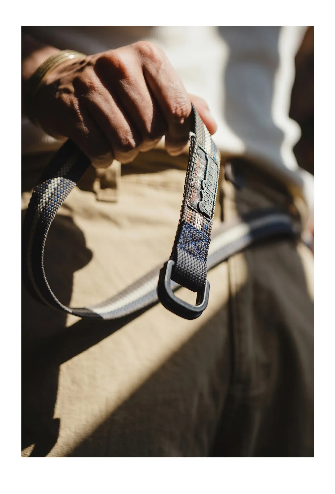 MADEN Woven Nylon Web Belt Men American Vintage No Holes Automatic Buckle Canvas-feel Thin Casual Outdoor Adjustable Waist Belt