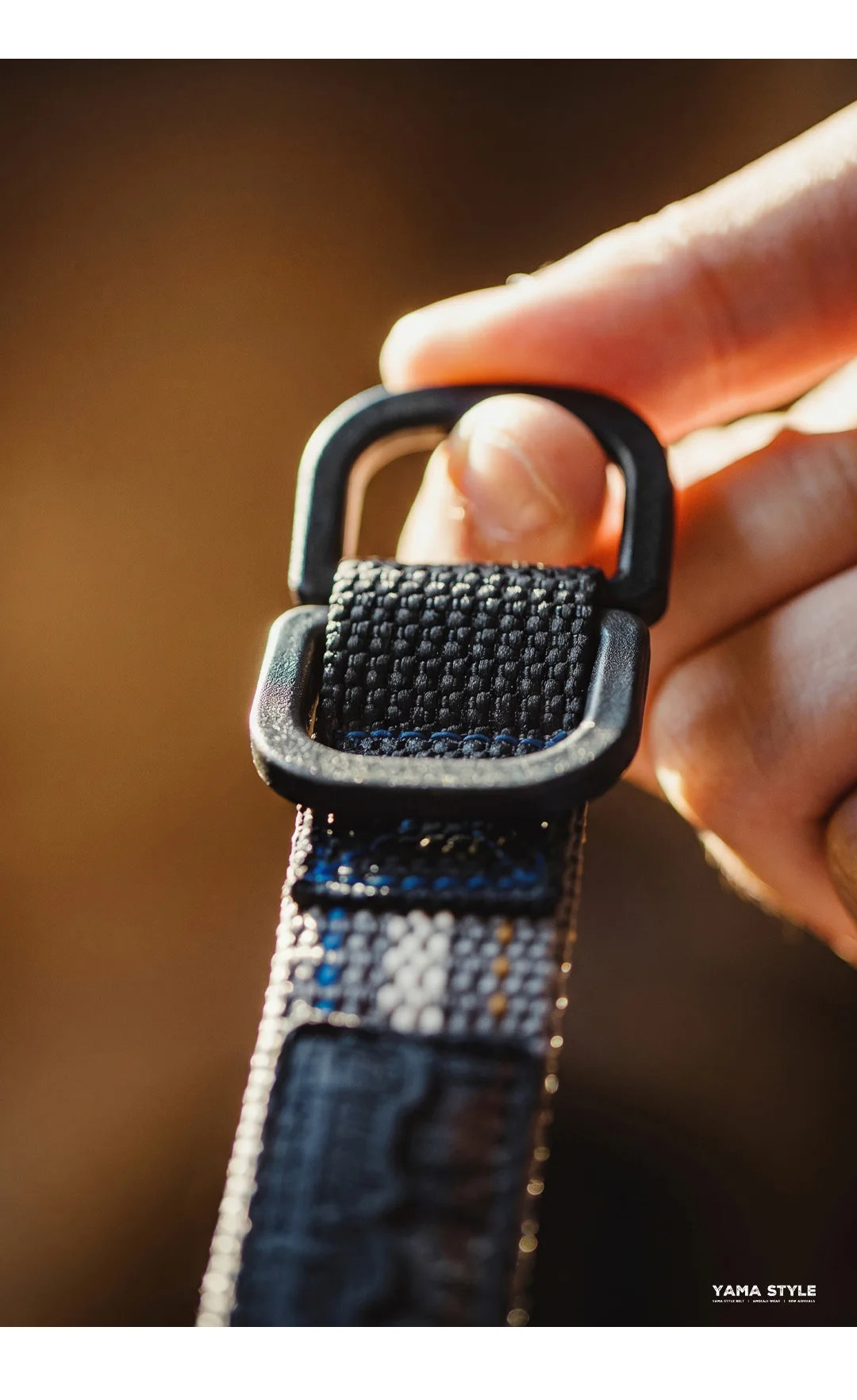 MADEN Woven Nylon Web Belt Men American Vintage No Holes Automatic Buckle Canvas-feel Thin Casual Outdoor Adjustable Waist Belt
