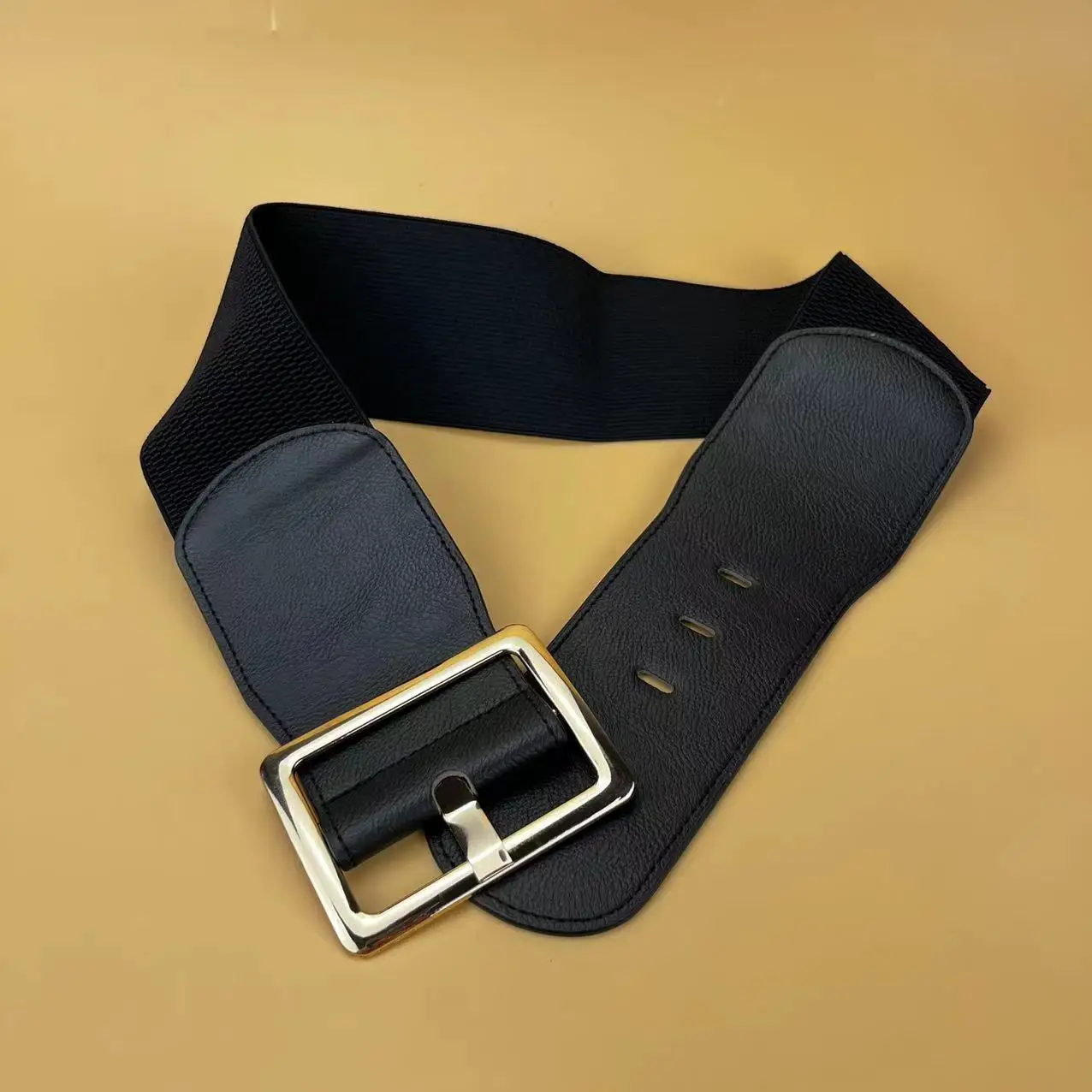 Beltox Women Dress Waist Belt Stretchy Elastic Vintage Belts for Dress Metal Buckle