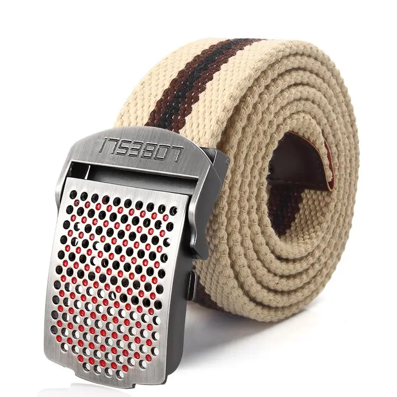 SupSindy Men Canvas Belt Luxury Hollow Metal Buckle Army Military Tactical Belts for Men Jeans Waistband Soldier Male Strap